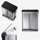 image 2 of Simplehuman 58L Recycling Rectangular Pedal Bin with Liner Pocket, Brushed Stainless Steel with Black Plastic Lid
