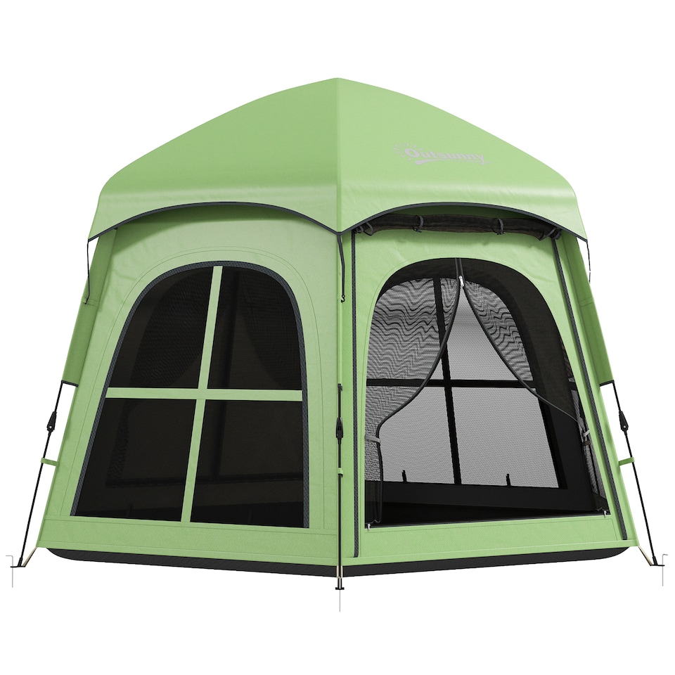 image 1 of Outsunny Pop Up Tent 3000mm Waterproof for 3-4 Person Green | Green | Green | 280 x 240 x 158 cm
