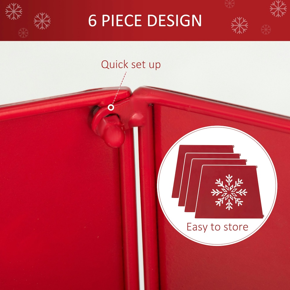 image 1 of HOMCOM Hexagon Christmas Tree Base Cover with Hollow Snowflake Patterns Red