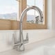 image 9 of Balterley Situla Kitchen Mono Mixer Tap with Dual Lever Handles, Curved Swivel Spout | Silver | Chrome | 1