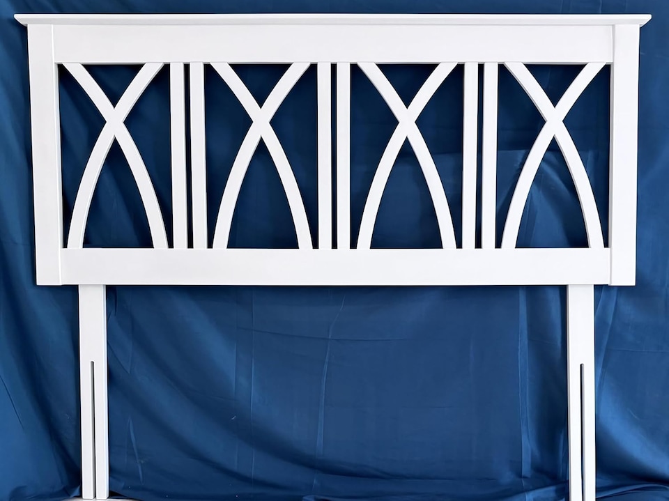 image 1 of 4ft6 Double Pure White,Solid Wood Wooden Summer Headboard Bedhead,