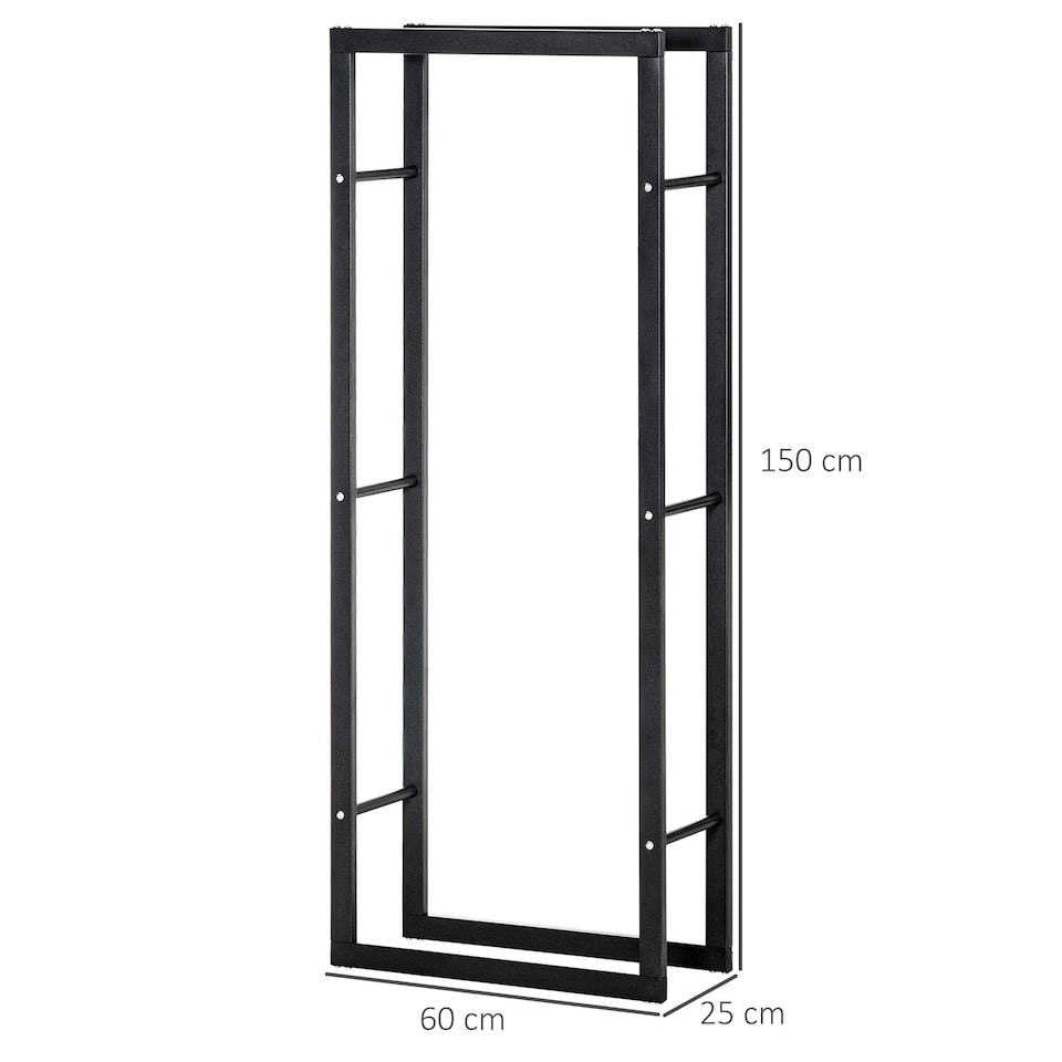 image 1 of HOMCOM 150cm Metal Firewood Log Holder Rack Elevated Design, Base Side Rails