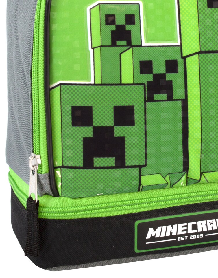 image 1 of Minecraft Boys Green Creeper Zip Lunch Bag (One Size)