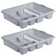 image 2 of 2 x Strong Silver Kitchen Counter Dish Drainer Rack For Cutlery With Integral Handles Silver