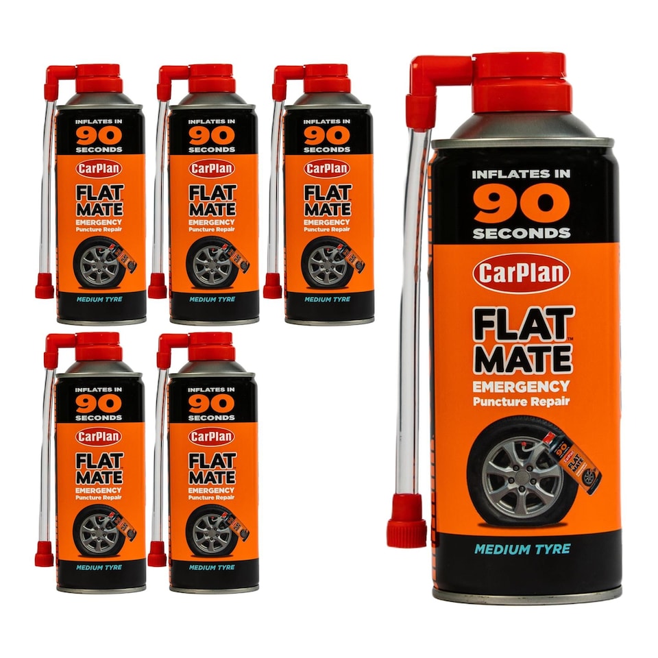 image 1 of CarPlan Flat Mate Tyre Inflator Emergency Puncture Repair 400ml x6 Treatment