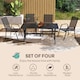 image 3 of Outsunny 4 Pieces Garden Chairs, Stackable Outdoor Chairs with High Backrest and Armrest, Breathable Mesh Fabric Dining Chair Set of 4, Black