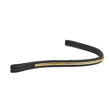 Velociti Rapida Leather Clincher Horse Browband - Black/Brass - Cob