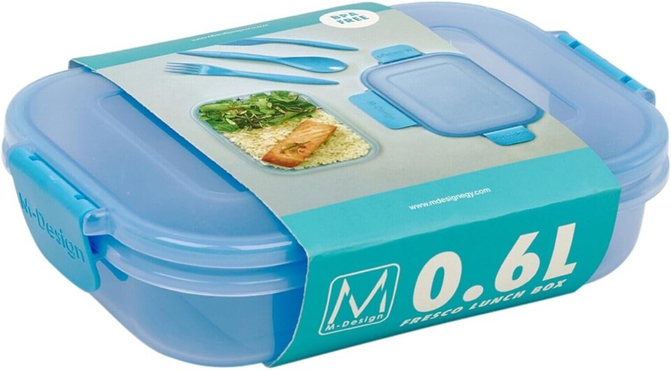image 1 of Plastic Lunch Box Food Storage Air Tight Rubber Seal Container with Clip Lock 600ml | Blue | 3 Blue | 600 ml | 3