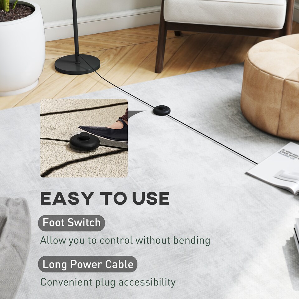 image 1 of HOMCOM 3D Printed Floor Lamp with Shade, E27 Holder without Bulb, White | White