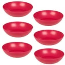 6 Unbreakable Plastic Deep Round Bowls Coloured Reusable Dinner and Picnic Plates | Multi | Fuchsia | 6