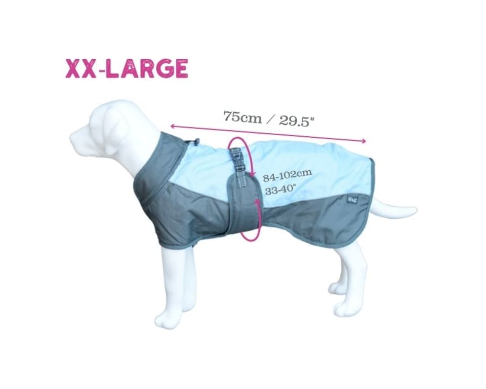 image 1 of Henry Wag Blue Waterproof Coat, For Maximum Comfort Whilst Adventuring In The Wet And Cold Weather, Size XX-Large 75cm | Blue | Blue & Grey | XXL | 1