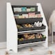 image 5 of Wood & Fabric Book Toy Organiser Storage Sling Rack Shelf Display Kids Children