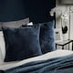 image 2 of OHS 2 x Soft Waffle Textured Fleece Cushion Covers, 45x45cm - Navy Blue