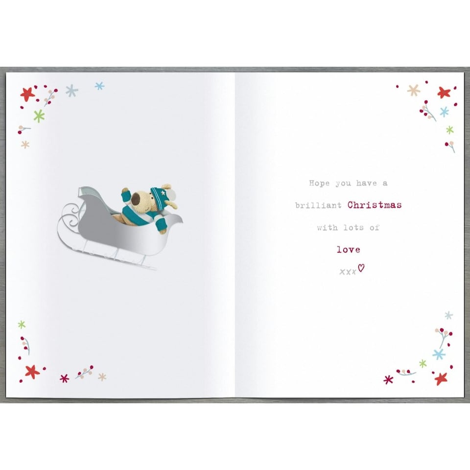 image 1 of Boofle On Sleigh Open Christmas Card