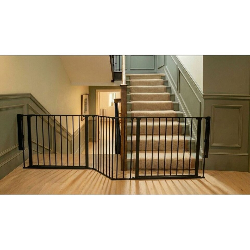 image 1 of Safetots Two Door Multi Panel Solution for Up and Down Staircases, Black, 174cm of length, includes 2 Door Opening Panels
