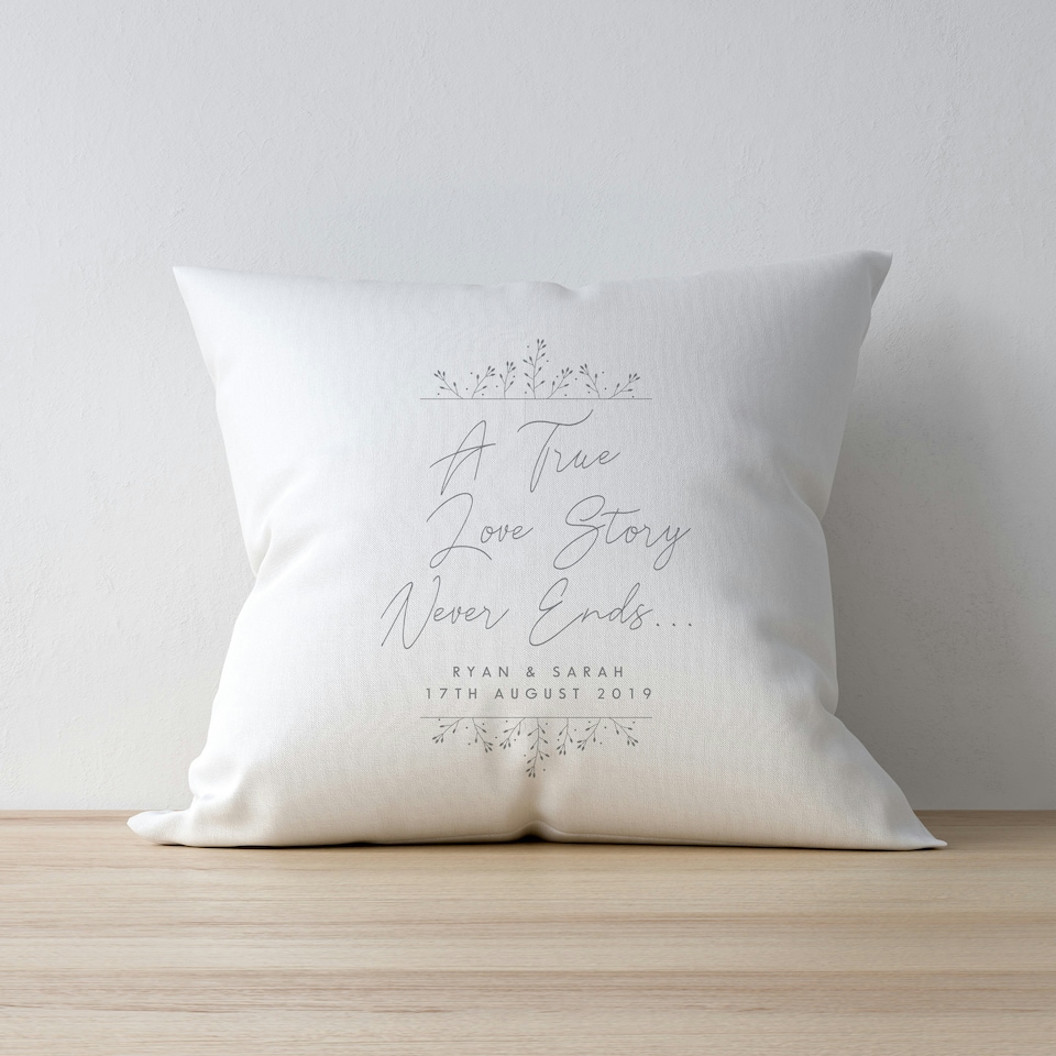 image 1 of Personalised True Love Story White Cushion | White