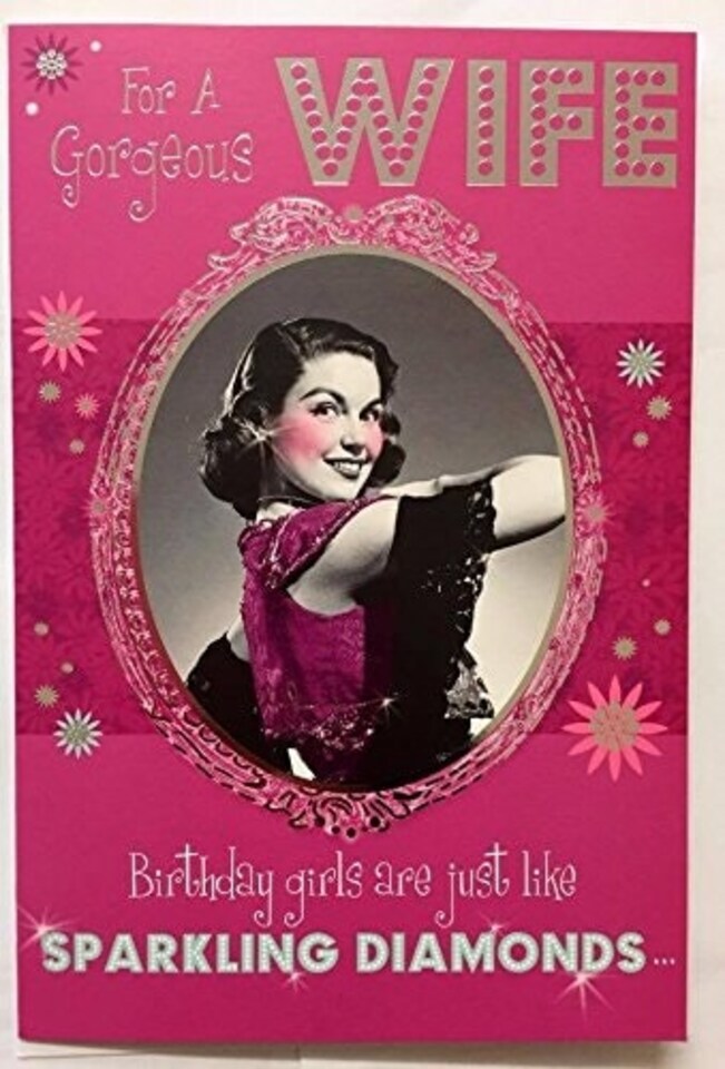 image 1 of For Wife Sparkling Diamonds Witty Words Birthday Card