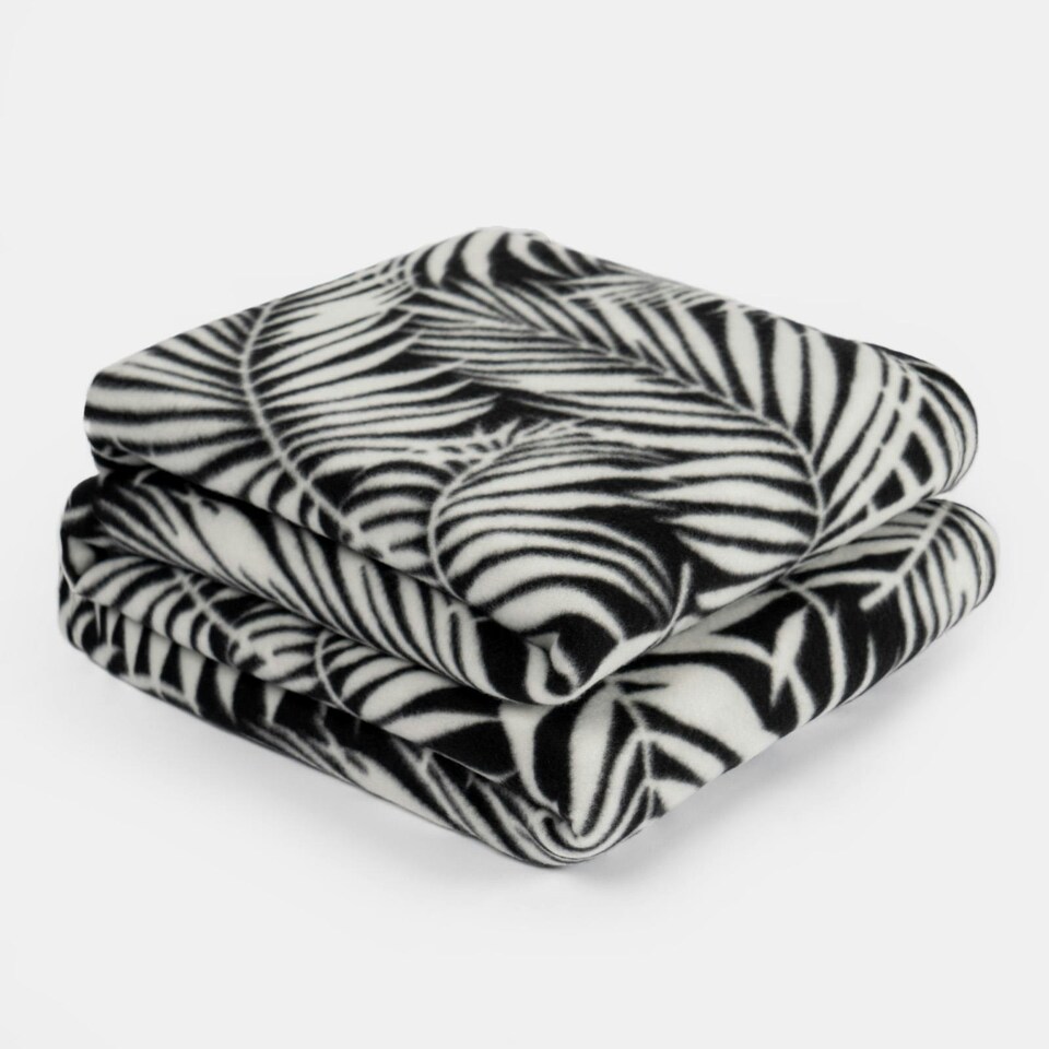 image 1 of OHS 10 x Leaf Ultra Soft Polar Throw Blanket, 120x150cm - Black/White
