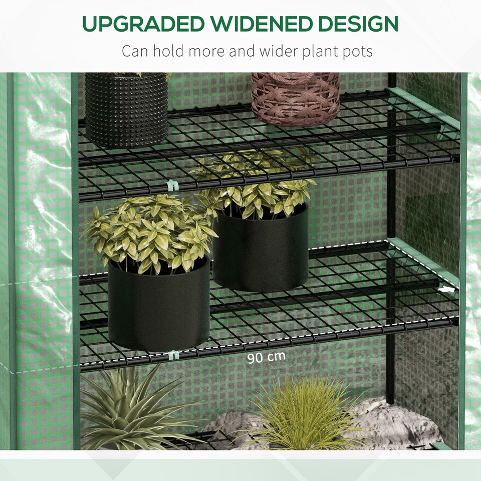 image 1 of Outsunny Widened Mini Greenhouse 5 Tier Green House, 193H x 90W x 49Dcm, Green