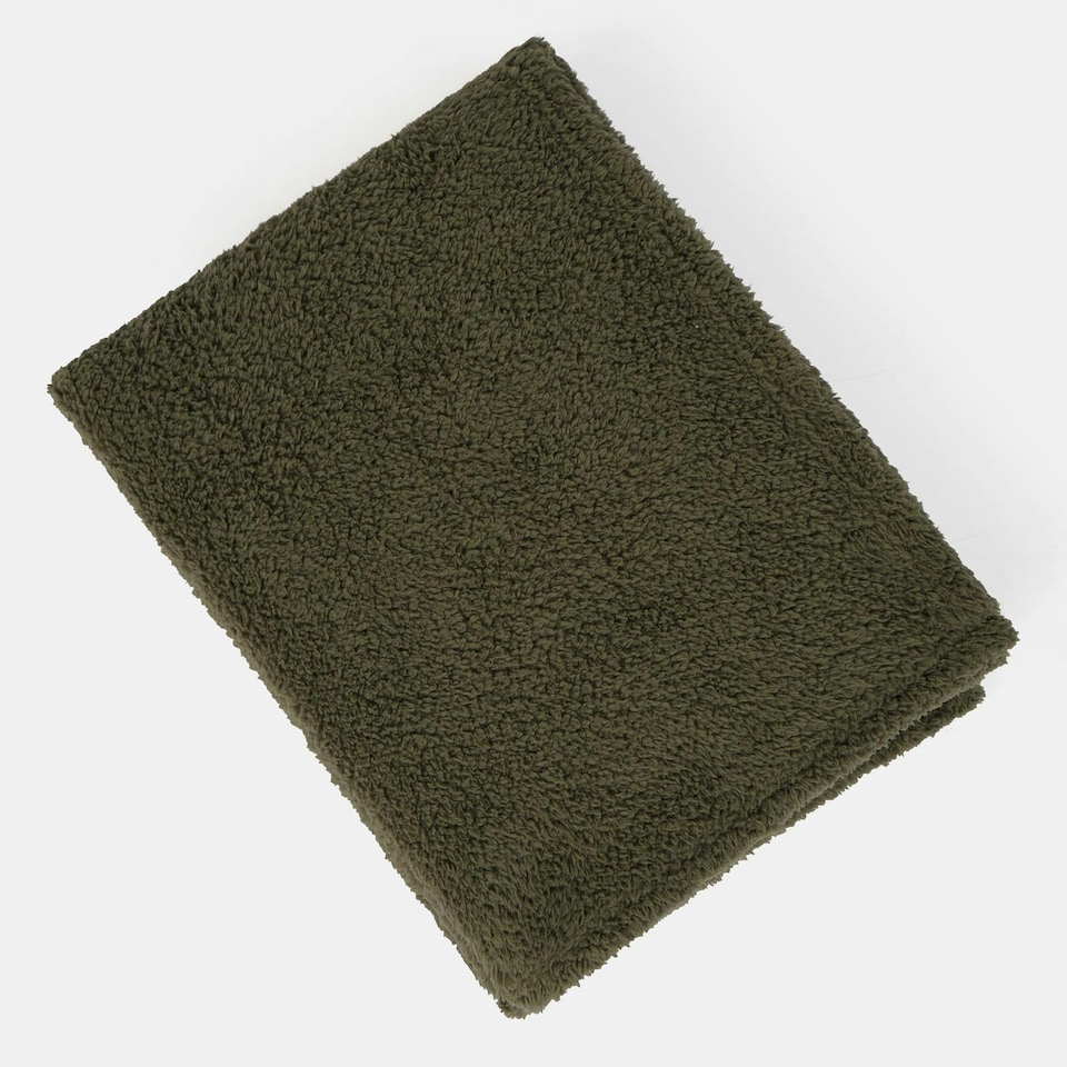 image 1 of OHS Soft Plush Teddy Fleece Throw Blanket, 150x200cm - Woodland Green