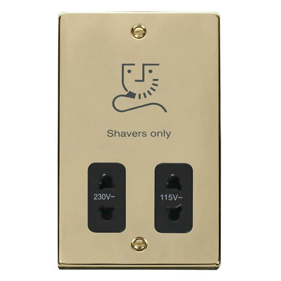 SE HOME Polished Brass Shaver Socket 115v/230v Black | Polished Brass