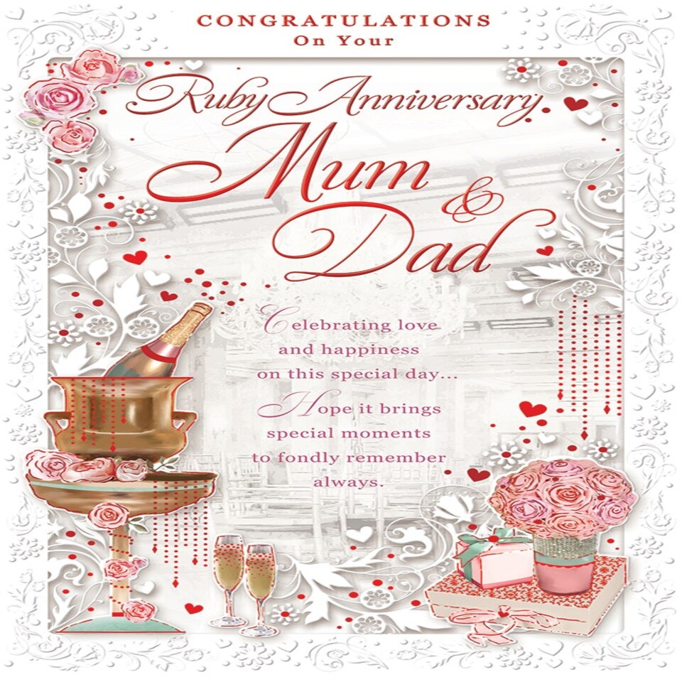 image 1 of Mum and Dad Ruby Anniversary Congratulations Opacity Card