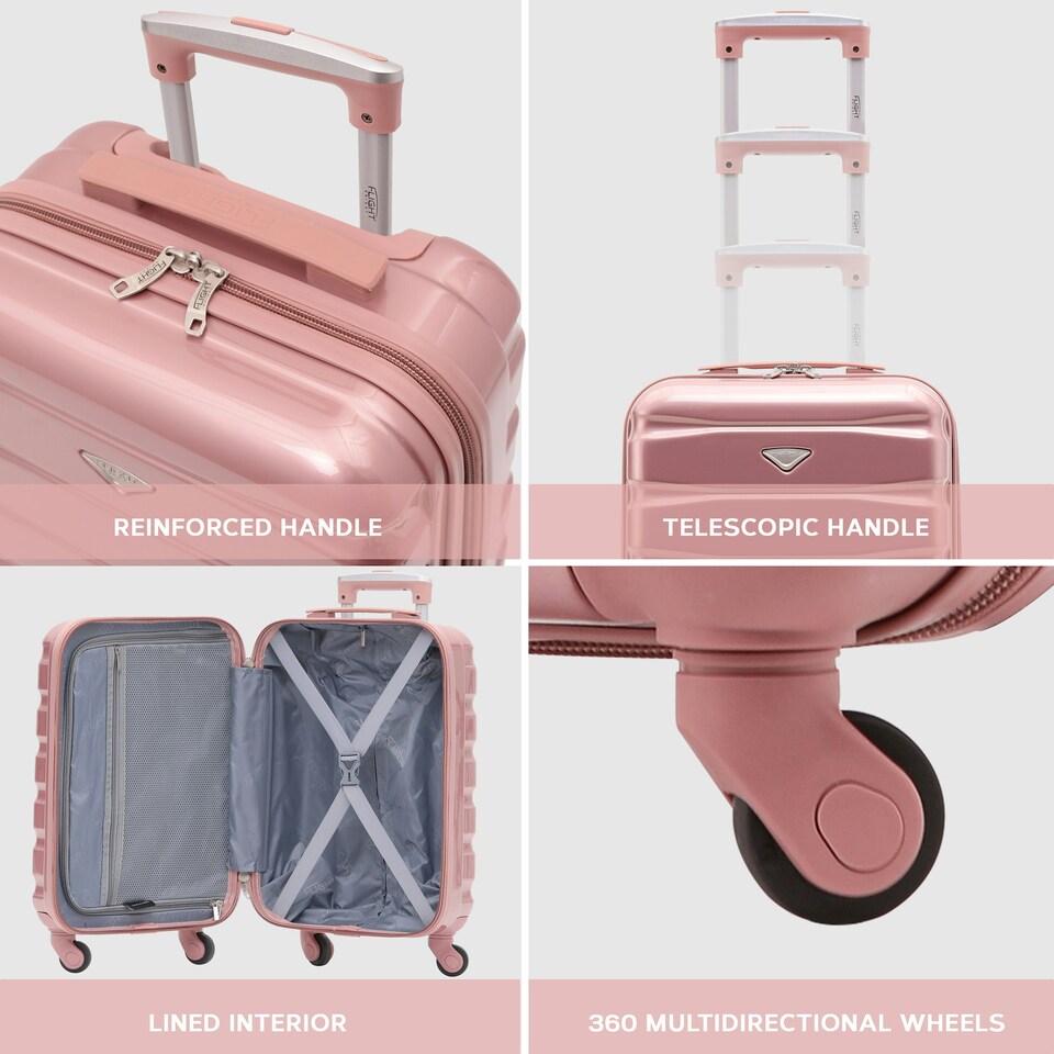 image 1 of 55x35x20cm Carry On Cabin Hard Shell Suitcase - 100+ Airlines Approved Including EasyJet (Paid), British Airways, Ryanair (Priority), TUI | Pink | Rose Gloss | Cabin Bag