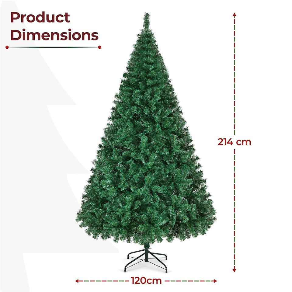 image 1 of Yaheetch 214 cm Tall Artificial Christmas Tree with Foldable Stand