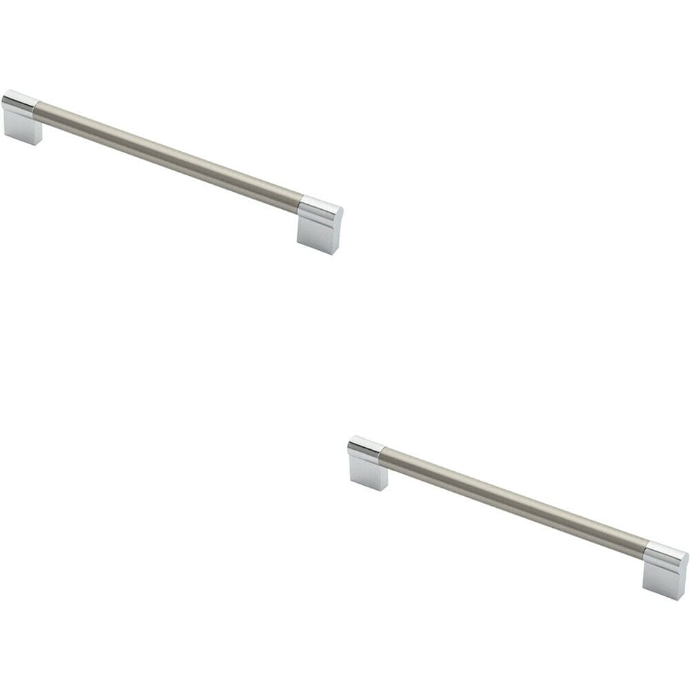 Loops 2x Keyhole Bar Pull Handle 236 x 14mm 224mm Fixing Centres Satin Nickel & Chrome in Metallics