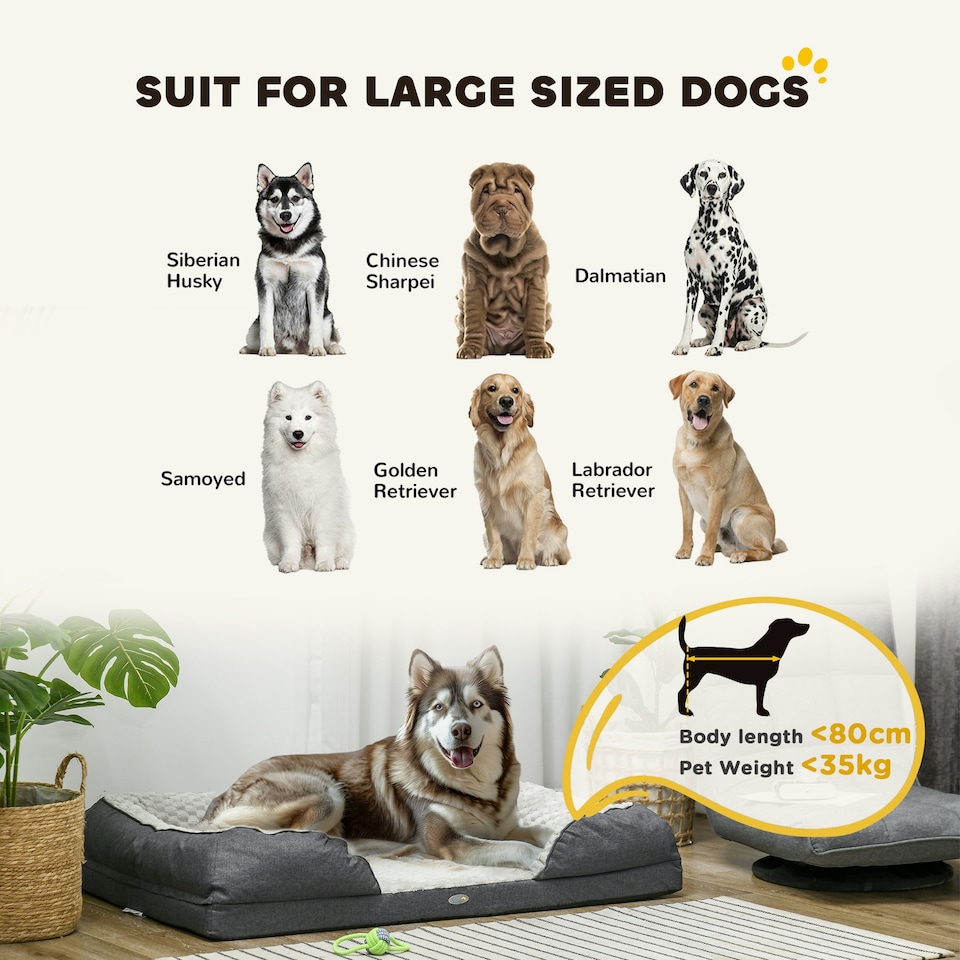 image 1 of PawHut Dog Bed Calming Pet Bed Dog Mattress for Large Dogs - Charcoal Grey