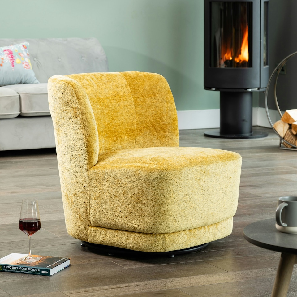 image 1 of Camarillo Swivel Base Fabric Accent Chair - Mustard