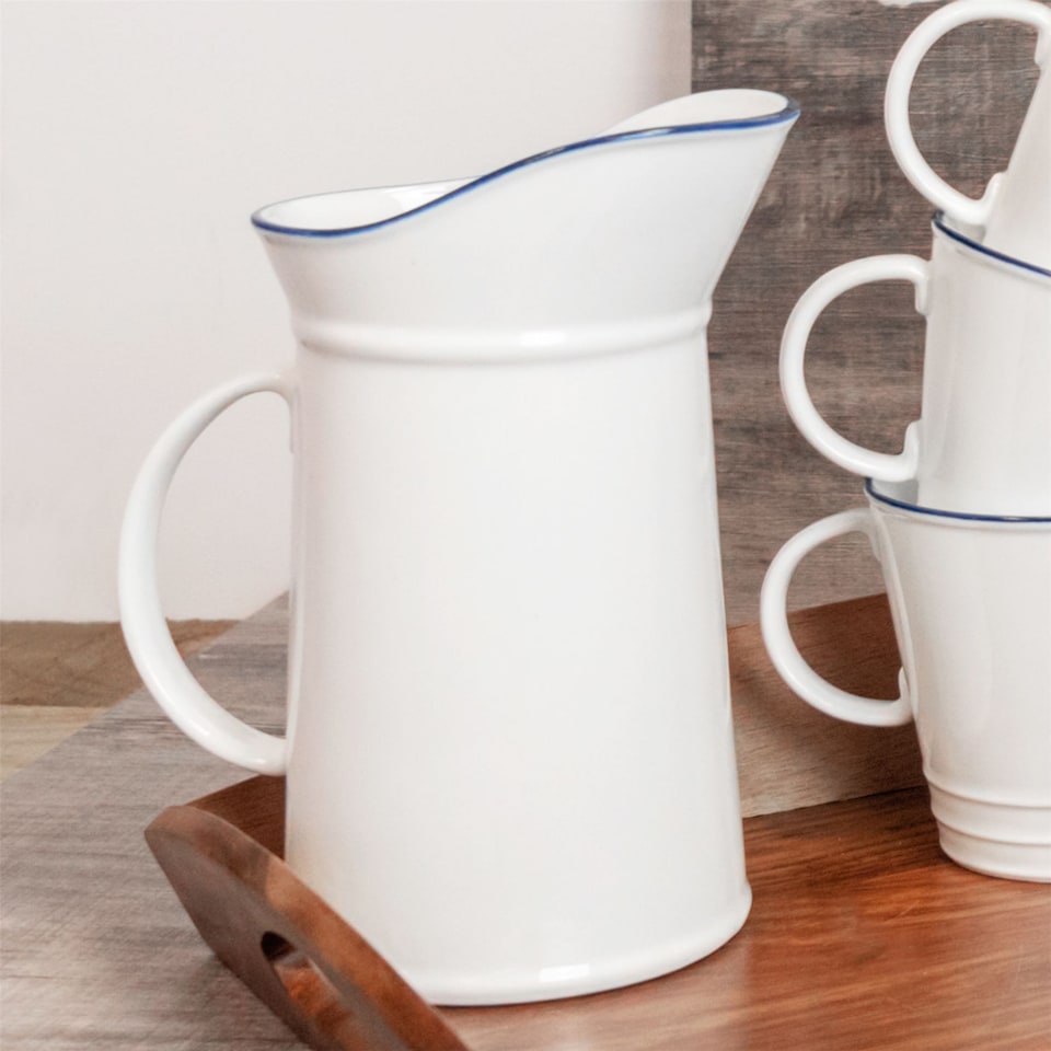 image 1 of Nicola Spring White Farmhouse Water Jug - 1 Litre