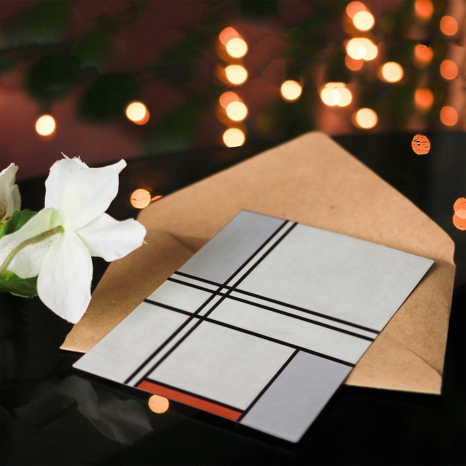 image 1 of Piet Mondrian Art Card Composition No 1 Gray Red