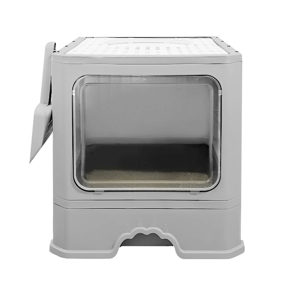 image 1 of Living and Home Enclosed Cat Litter Box | Grey