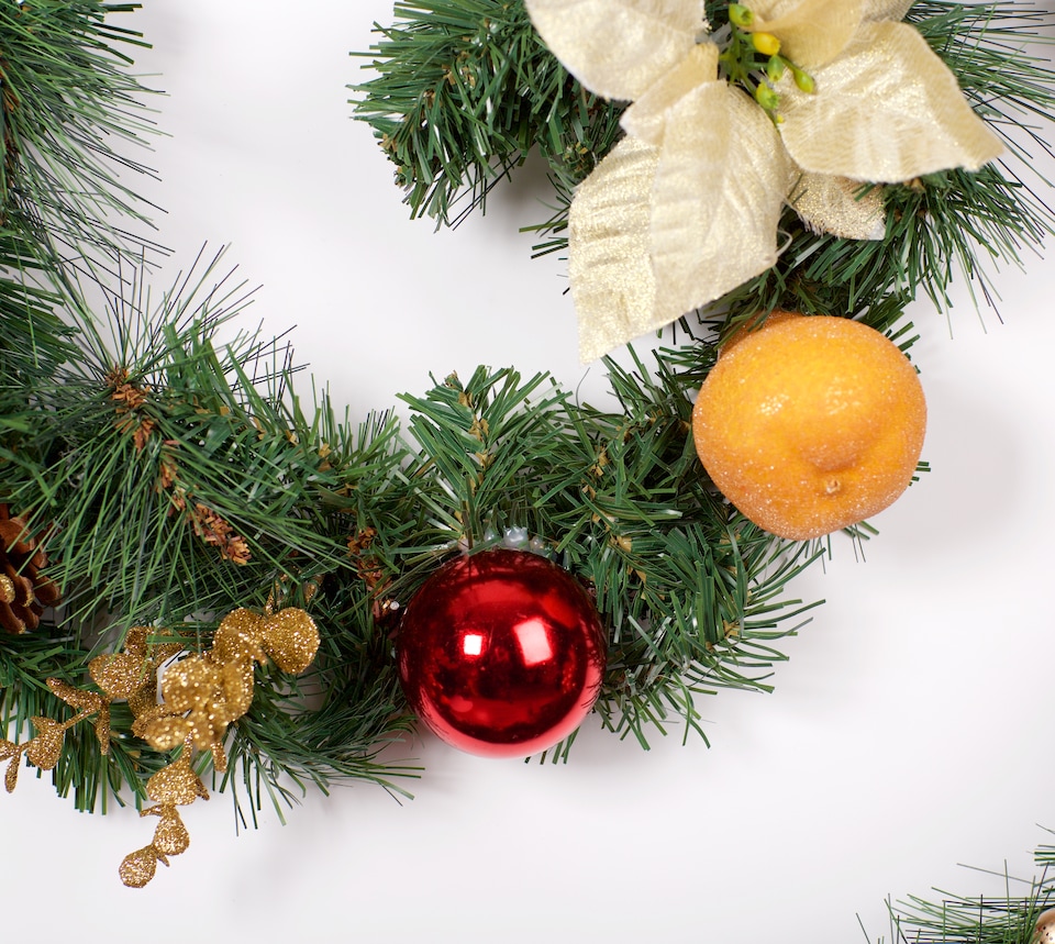 image 1 of Best Artificial 6ft/180cm Copper Bronze Decorated Christmas Garland With Gold Dusted Acorns and 50 Warm White Battery LED's