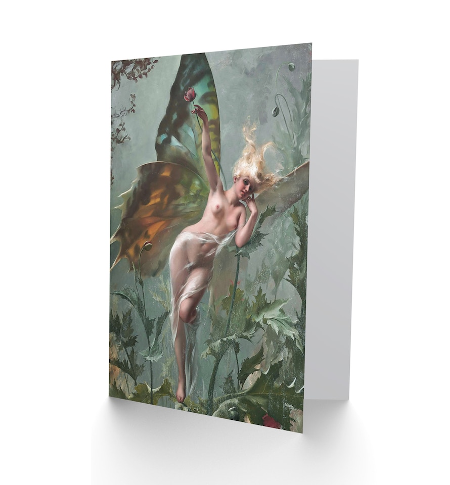 image 1 of Falero Female Butterfly Painting Fine Art Greetings Card