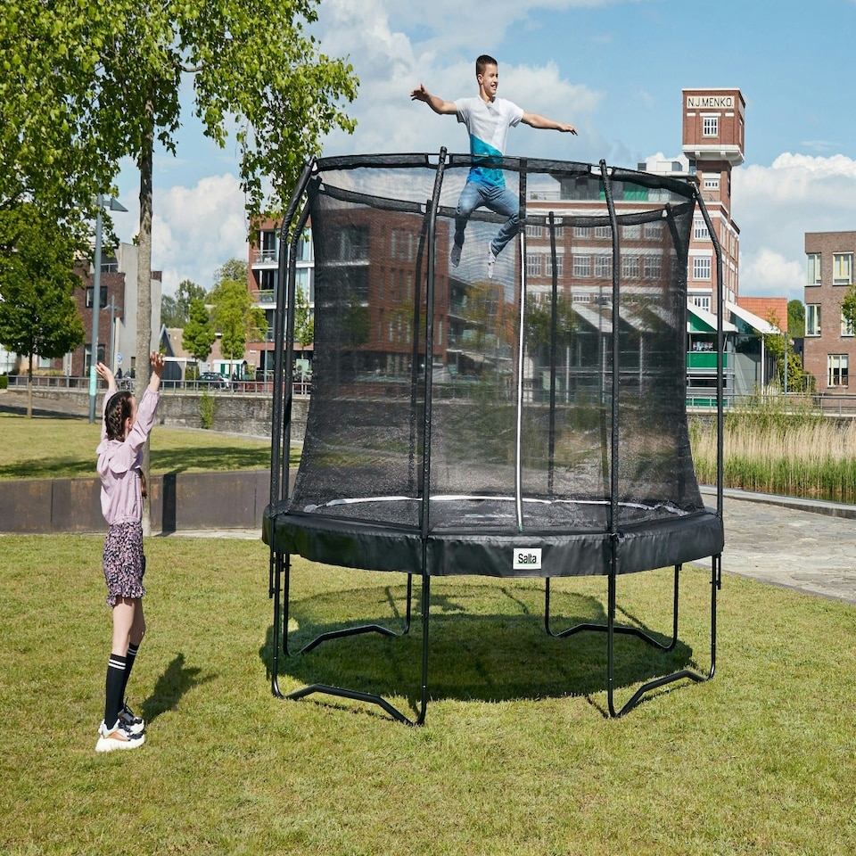 image 1 of 14ft Salta Black Round Premium Edition Trampoline with Enclosure