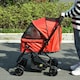 image 6 of PawHut Pet Stroller Dog Foldable Travel Carriage with Reversible Handle, Red