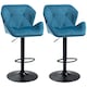 image 1 of HOMCOM Bar Stools Set Of 2, Luxurious Velvet-Touch Barstools with Metal Frame Footrest Round Base Triangle Indenting Moulded Seat Adjustable Height Swivel Blue