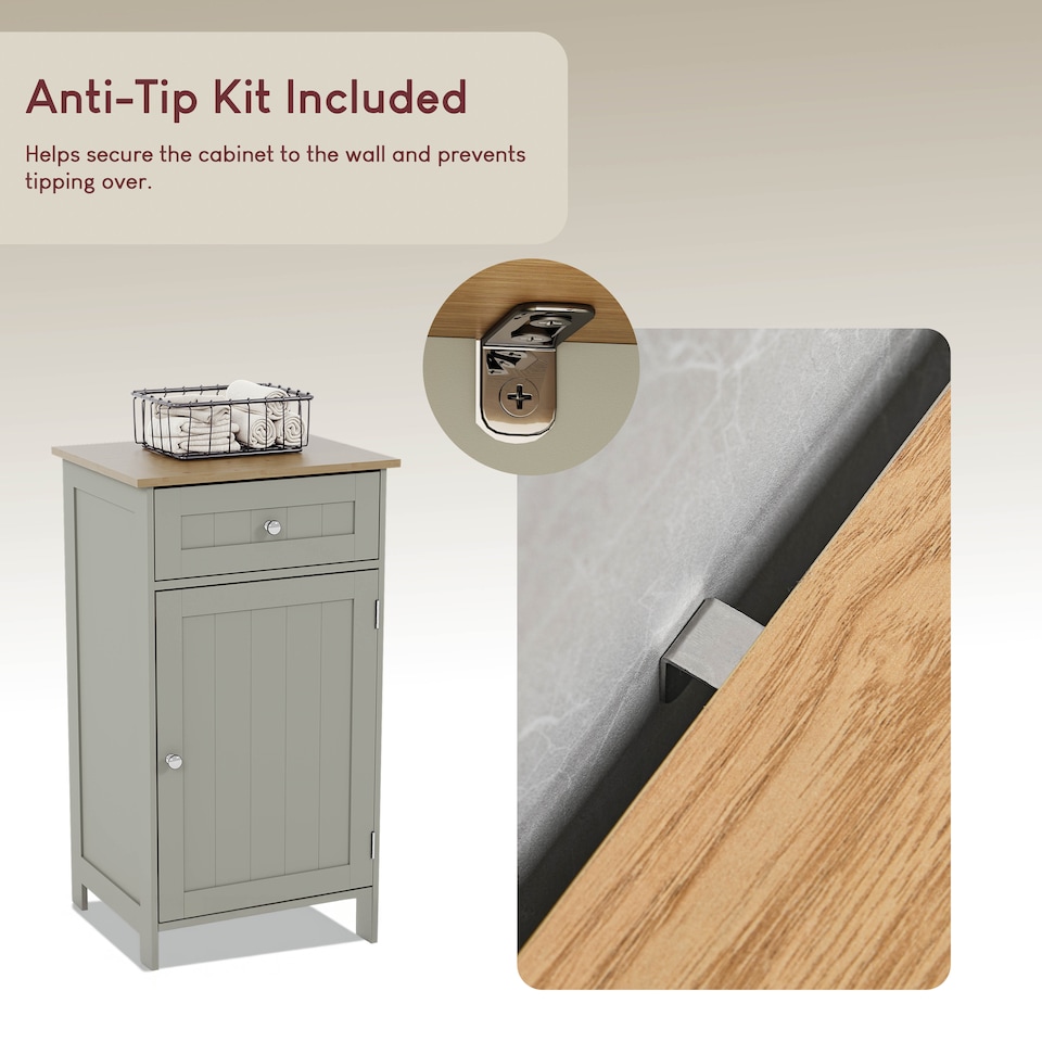 image 1 of Bath Vida Priano 1 Door 1 Drawer Freestanding Bathroom Storage Cabinet, Grey & Oak