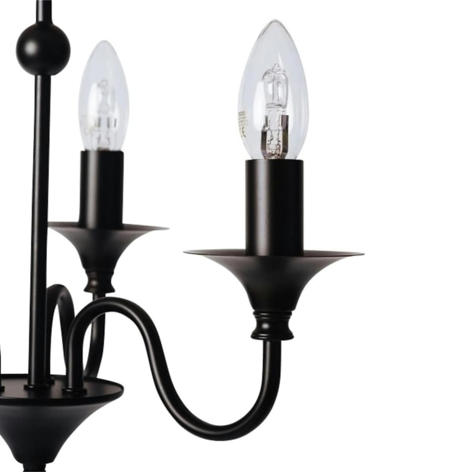 image 1 of First Choice Lighting Pair of Black Matt 3 Light Ceiling Chandeliers Black