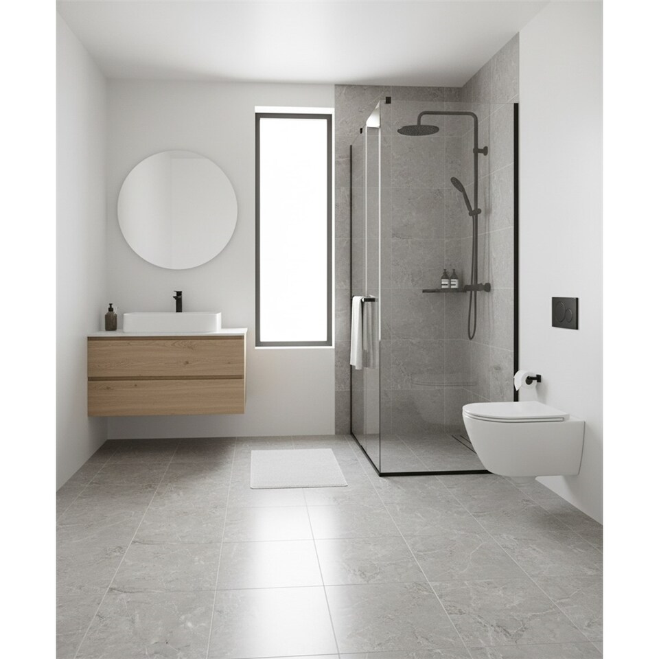 image 1 of Opalus Marble Grey Matt Porcelain Tile (3 Pack - 1 Box - 1.07m2 ) - Shower - Floor & Wall Tile -Based on Turkish Silver Marble