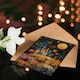 image 4 of Hilltop City Stars Full Moon Colourful Folk Her Birthday Card