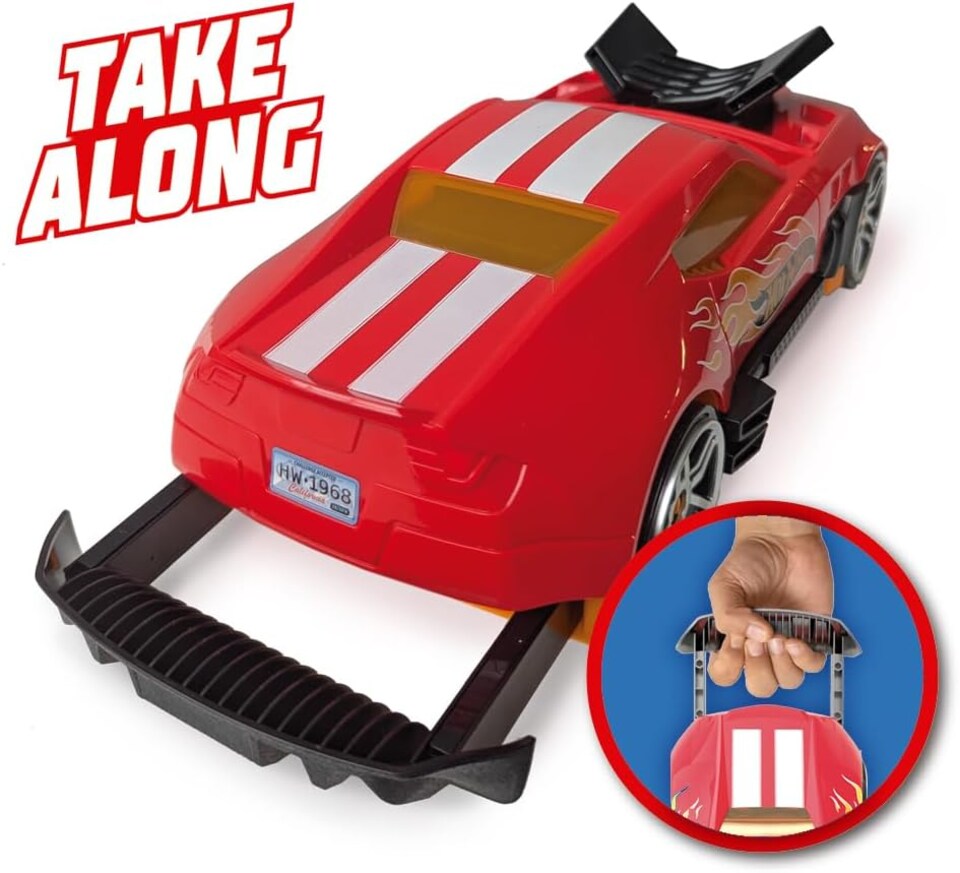 image 1 of Hot Wheels NEW Car Storage 2in1 Race N' Haul free wheel Car Storage case with Retractable Handle - Stores up to 15 cars (cars not included) | Red
