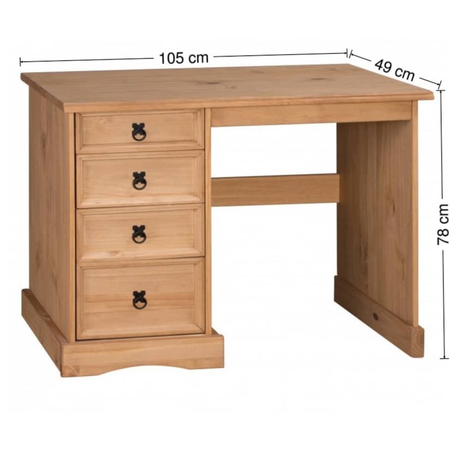 image 1 of Mercers Furniture Corona Dressing Table 4 Drawer Desk Solid Mexican Wood Pine Wooden