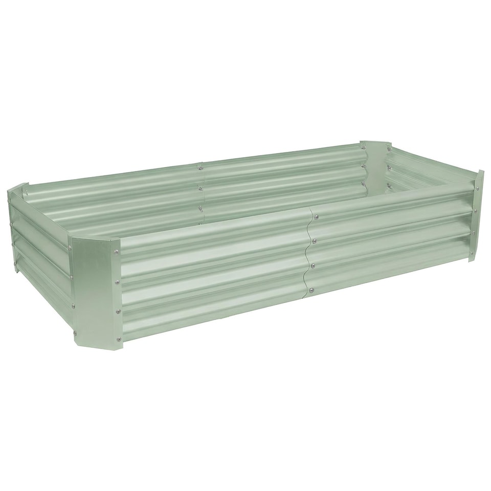 image 1 of Harbour Housewares Raised Garden Bed - Green Rectangular Bottomless Metal Raised Galvanised Steel Planter Box 180 x 90cm