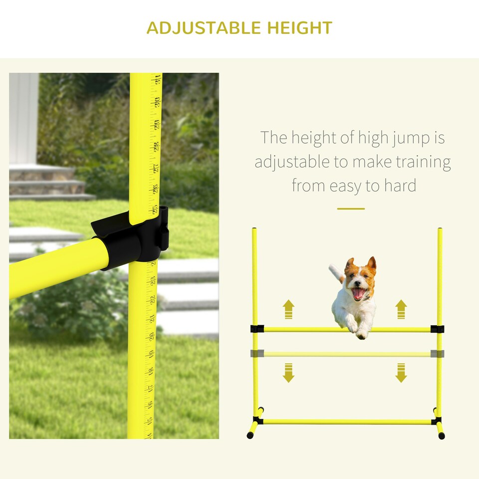 image 1 of PawHut 4 Pieces Dog Agility Training Equipment with Carrying Bag, Yellow