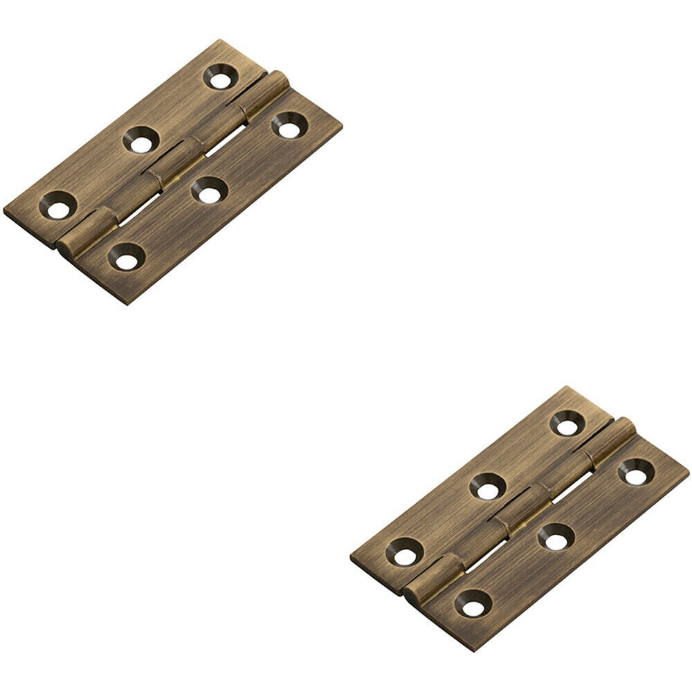 Loops 2x PAIR 64 x 35 x 2mm Cabinet Hinge Antique Brass Small Cupboard Door in Metallics