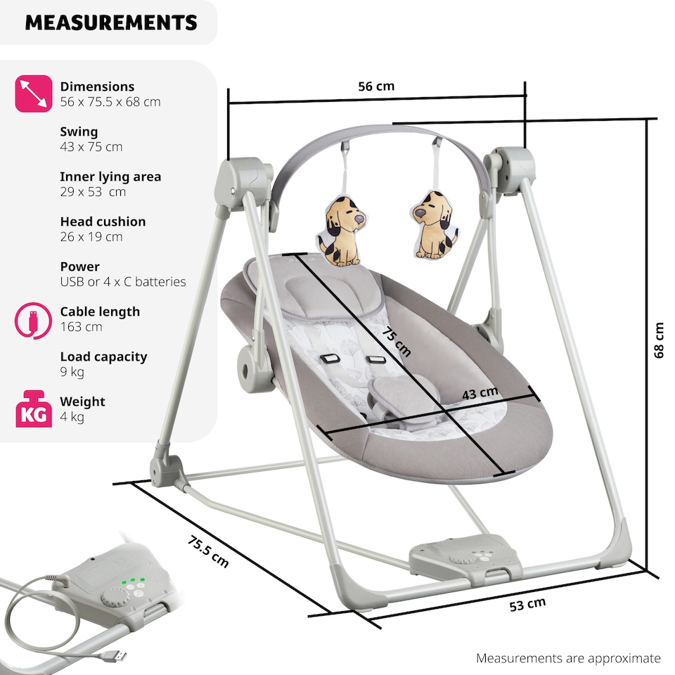 image 1 of Baby Rocker - 5 speeds, timer & automatic shut-off, 4 soothing sounds, washable cover, 9 kg load capacity