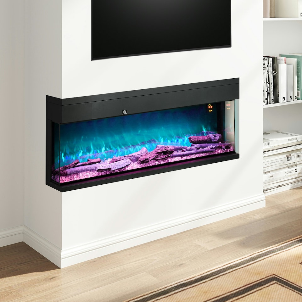 image 1 of HOMCOM 127cm Electric Fireplace Recessed, Insert, Wall Mount, Freestanding